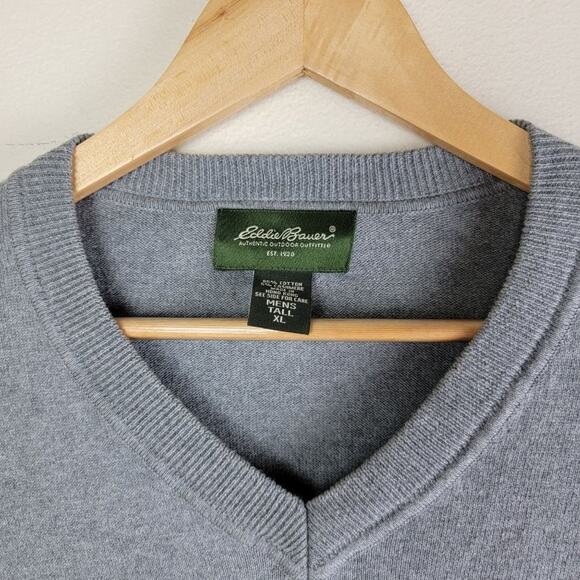 Eddie Bauer Mens Cotton Cashmere Pullover Sweater size Tall XL XLT V-Neck - Picture 7 of 11